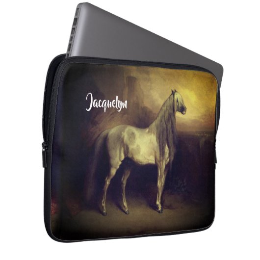 Mooie Dapped Gray Arabian Stallion Laptop Sleeve (Voorkant Rechts)