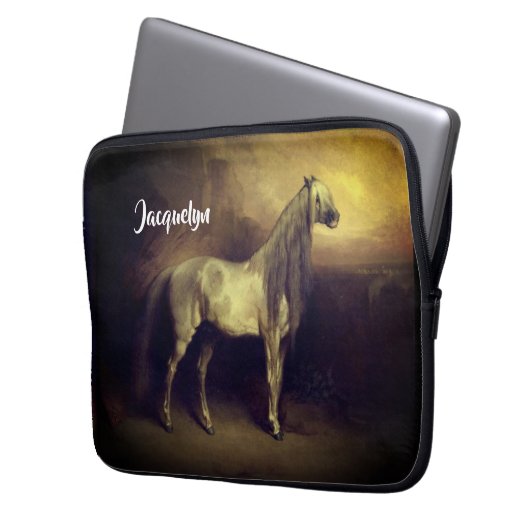 Mooie Dapped Gray Arabian Stallion Laptop Sleeve (Voorkant Links)