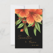 Mooie  Dark Moody Sinaasappel Bloemenbruiloft RSVP Kaartje (Voorkant)