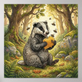 Mooie Das Bos Dieren Kinderkamer Poster (Voorkant)