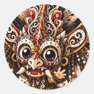MOOIE DAYAK HUDOQ MASKER CHIBI STAMMETJE STICKER