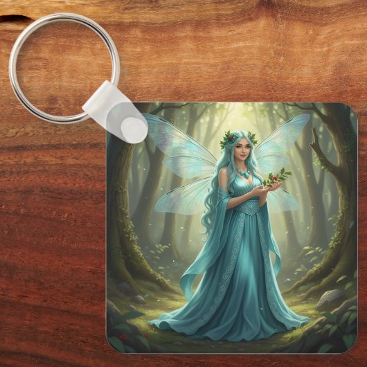 Mooie december turquoise fee sleutelhanger (Voorkant)