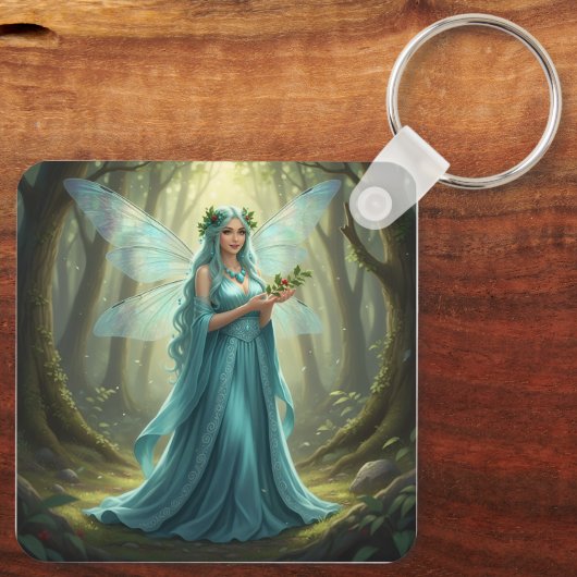 Mooie december turquoise fee sleutelhanger (Achterkant)