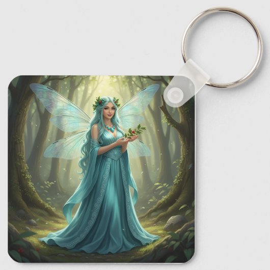 Mooie december turquoise fee sleutelhanger (Achterkant)