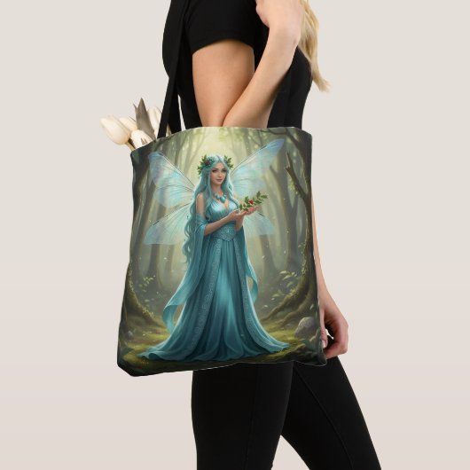 Mooie december turquoise fee tote bag (Dichtbij)