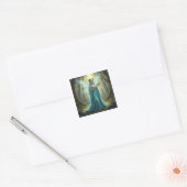 Mooie december turquoise fee vierkante sticker (Envelop)