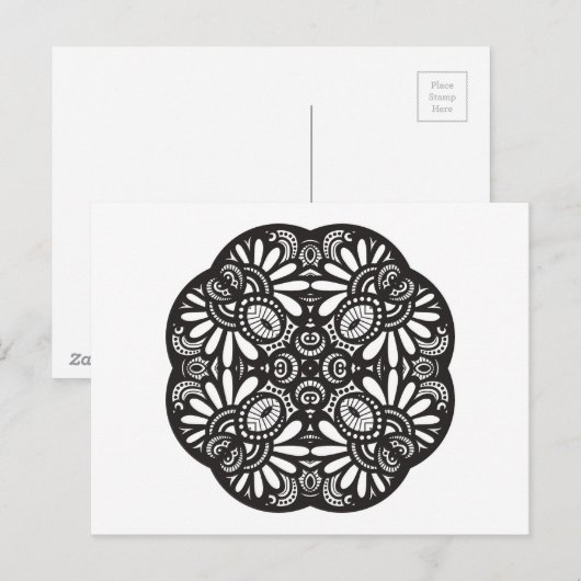 Mooie deco Black Square Doodle Briefkaart (Voorkant / Achterkant)