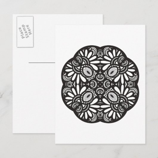 Mooie deco Black Square Doodle Briefkaart (Voorkant / Achterkant)