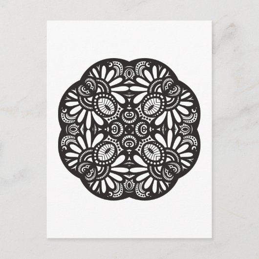 Mooie deco Black Square Doodle Briefkaart (Voorkant)