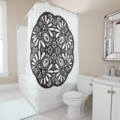 Mooie deco Black Square Doodle Douchegordijn (In situ)