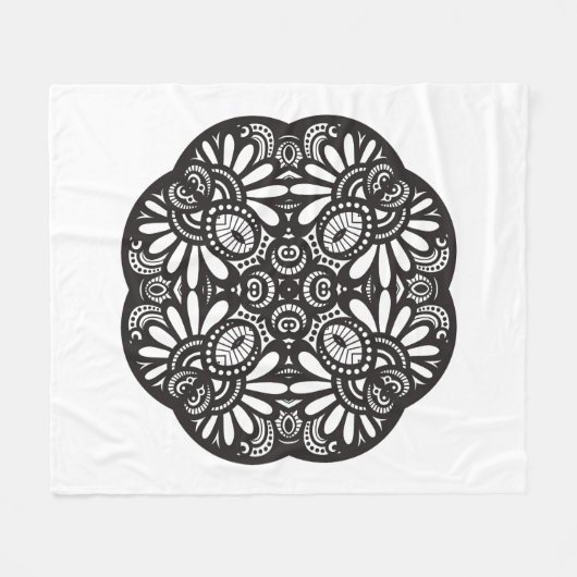 Mooie deco Black Square Doodle Fleece Deken (Voorkant (Horizontaal))