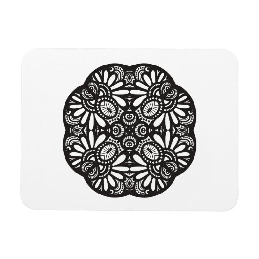 Mooie deco Black Square Doodle Magneet (Horizontaal)