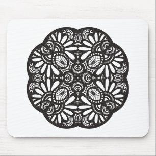 Mooie deco Black Square Doodle Muismat