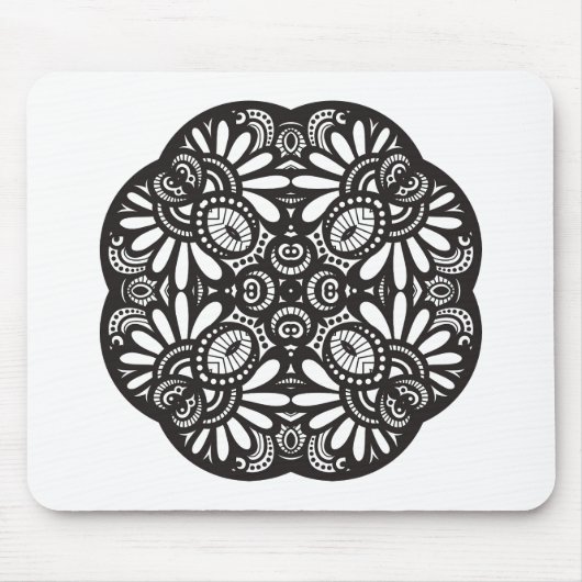 Mooie deco Black Square Doodle Muismat (Voorkant)