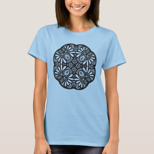 Mooie deco Black Square Doodle T-shirt (Voorkant)