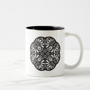 Mooie deco Black Square Doodle Tweekleurige Koffiemok