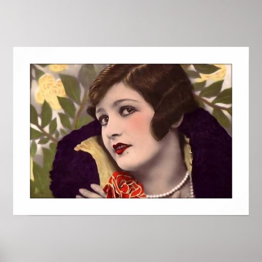 mooie deco-dame met roos poster (Voorkant)