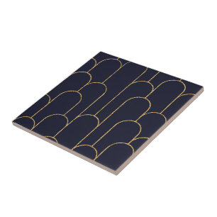 Mooie Deco Style Navy en Gold Ceramic Tegeltje