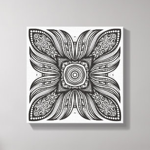 Mooie Decor Vierkante Doodle 6 Canvas Afdruk