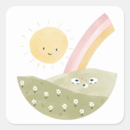 Mooie decoratie voor een babyshowerfeest met een l vierkante sticker