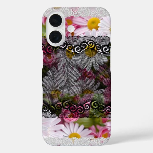 Mooie decoratieve echte foto madeliefje met kant Case-Mate iPhone case (Achterkant)