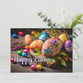 Mooie decoratieve feestelijke paaseieren feestdagenkaart (Staand voorkant)