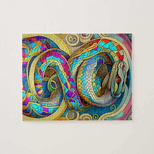 Mooie decoratieve kunst Deco Snake Legpuzzel (Horizontaal)