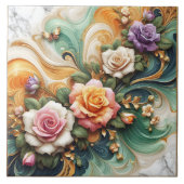 Mooie decoratieve Rozen op kleurrijke achtergrond Tegeltje (Voorkant)