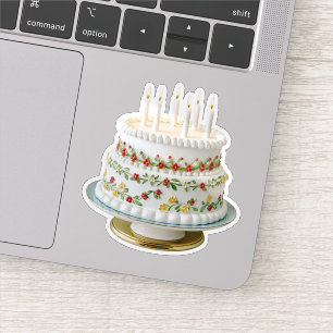 Mooie decoratieve slagroom verjaardagstaart met ka sticker
