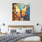 Mooie decoratieve vlinder bloemig canvas afdruk (Insitu (Slaapkamer))