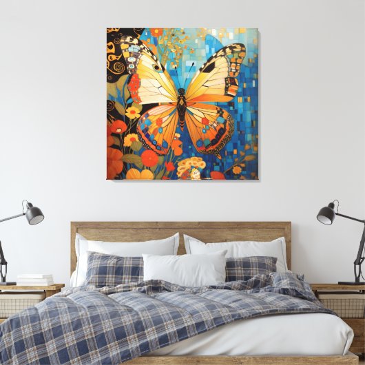 Mooie decoratieve vlinder bloemig canvas afdruk (Insitu (Slaapkamer))