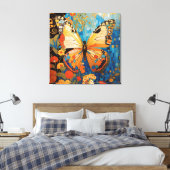 Mooie decoratieve vlinder bloemig canvas afdruk (Insitu (Slaapkamer))