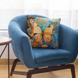 Mooie decoratieve vlinder bloemig kussen