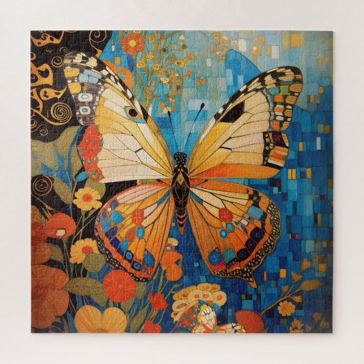 Mooie decoratieve vlinder bloemig legpuzzel (Verticaal)