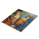 Mooie decoratieve vlinder bloemig tegeltje (Zijkant)