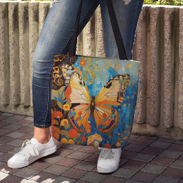 Mooie decoratieve vlinder bloemig tote bag