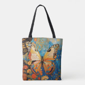 Mooie decoratieve vlinder bloemig tote bag (Achterkant)