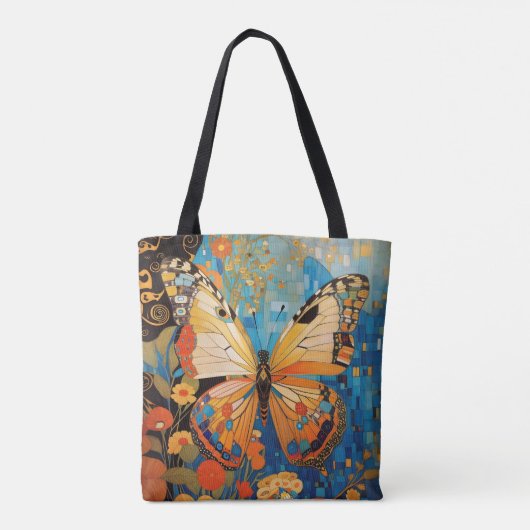Mooie decoratieve vlinder bloemig tote bag (Achterkant)