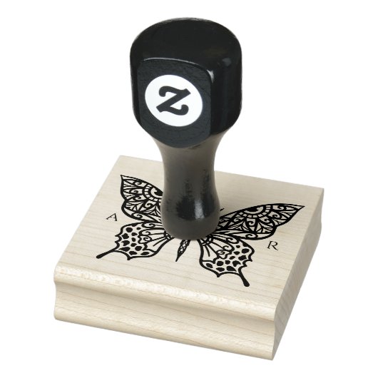 Mooie  decoratieve vlinder Logo Rubberstempel (Stempel)