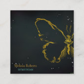 Mooie decoratieve vlinder Logo zwart Vierkante Visitekaartje (Voorkant)