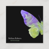 Mooie decoratieve vlinder Logo zwart Vierkante Visitekaartje (Voorkant)