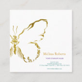 Mooie decoratieve vlinder Logo zwart Vierkante Visitekaartje (Achterkant)