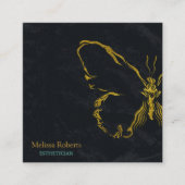 Mooie decoratieve vlinder Logo zwart Vierkante Visitekaartje (Voorkant)