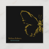 Mooie decoratieve vlinder Logo zwart Vierkante Visitekaartje (Voorkant)