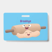 Mooie deegroller en deeggebak bakkende cartoon badge (Achterkant)