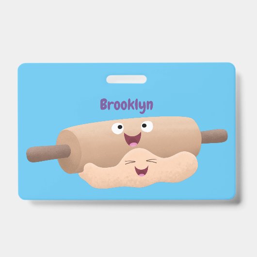 Mooie deegroller en deeggebak bakkende cartoon badge (Voorzijde)