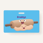 Mooie deegroller en deeggebak bakkende cartoon badge (Achterkant)