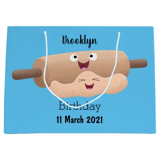 Mooie deegroller en deegpastei bakkende cartoon groot cadeauzakje (Voorkant)