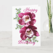 Mooie Deep Pink Winter Orchids Verjaardag Kaart (Voorkant)