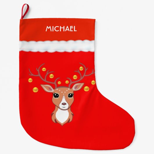 Mooie Deer Grote Kerstsok (Voorkant)